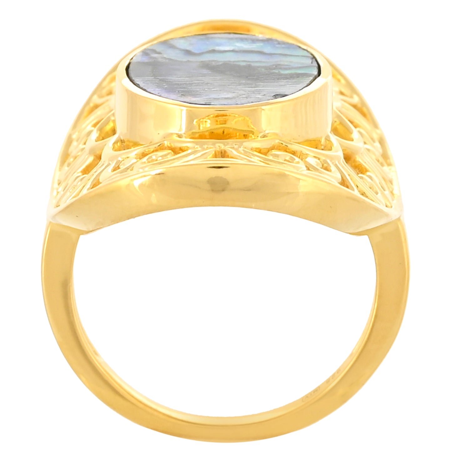 Arannyal Bevont Ezüst Gyűrű Abalone Kagylóval