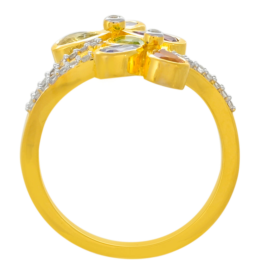 Arannyal Bevont Ezüst Gyűrű Tanzanittal és Rhodolit Gránáttal