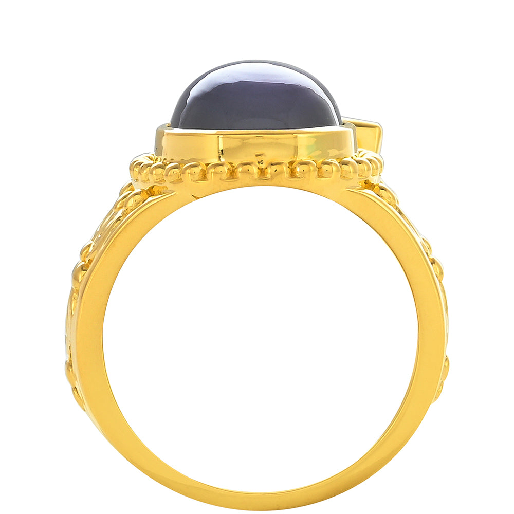Arannyal Bevont Ezüst Gyűrű Lila Holdkővel és Marokkói Ametiszttel