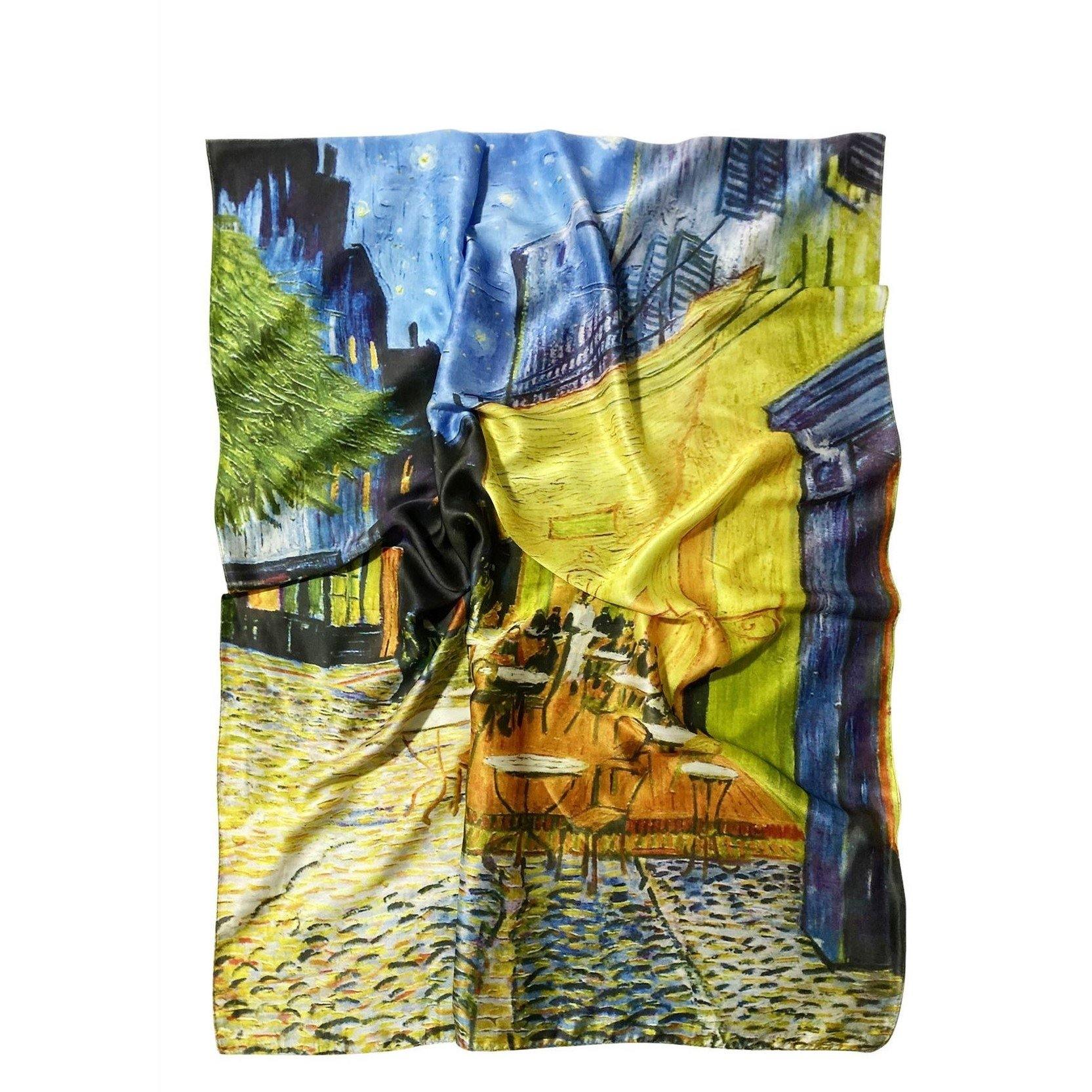 Selyem Sál-Kendő, 70 cm x 180 cm, Van Gogh - Cafe Terrace At Night - Ékszer Akció