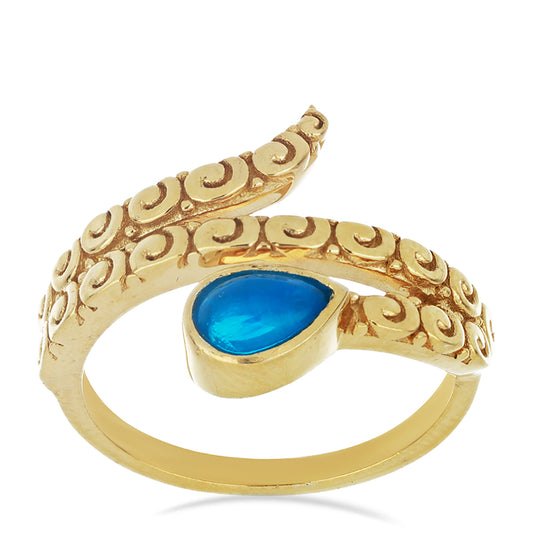 Arannyal Bevont Ezüst Gyűrű Kék Etiópiai Opállal