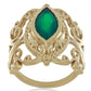 Arannyal Bevont Ezüst Gyűrű Zöld Acháttal