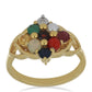 Arannyal Bevont Ezüst Gyűrű Madagaszkári Rubinnal és Rosebery Kék Zafírral
