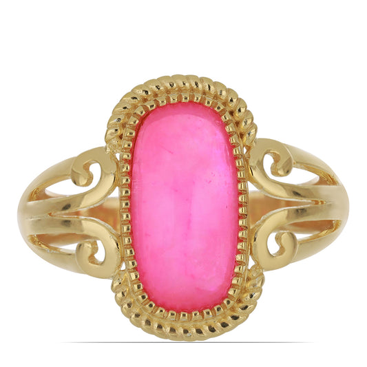 Arannyal Bevont Ezüst Gyűrű Lega Dembi Etiópiai Pink Opállal