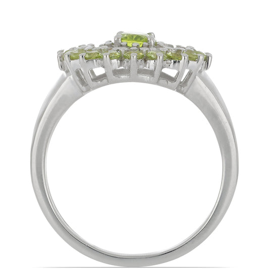 Ezüst Gyűrű Changbai Peridottal és Fehér Cirkónnal