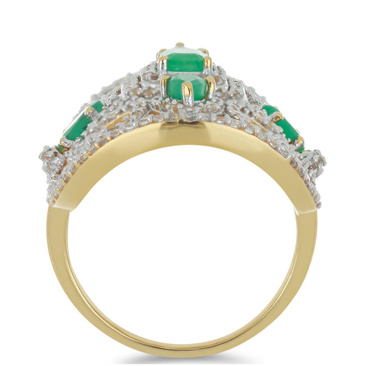 Arannyal Bevont Ezüst Gyűrű Brazil Smaragddal