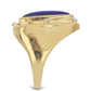 Arannyal Bevont Ezüst Gyűrű Badakhshani Lápisz Lazulival és Fehér Topázzal