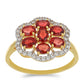 Arany Gyűrű Rosebery Vörös Zafírral és Természetes Fehér Cirkónnal