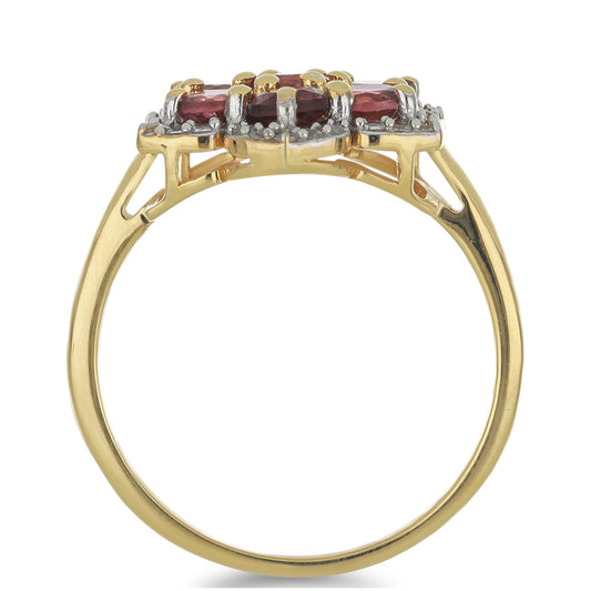 Arannyal Bevont Ezüst Gyűrű Pelmadullai Rózsaszínű Turmalinnal és Fehér Topázzal