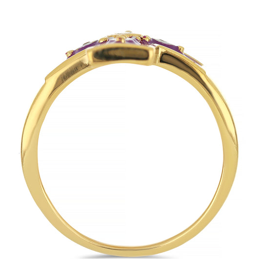 Arannyal Bevont Ezüst Gyűrű Tűzzománccal és Changbai Peridottal