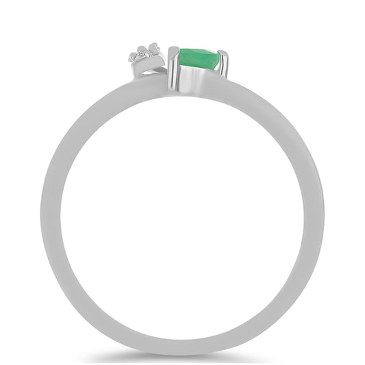 Ezüst Gyűrű Brazil Smaragddal és Fehér Topázzal