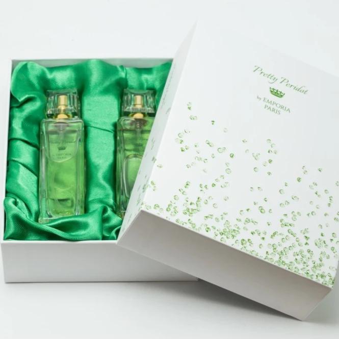 2 Bottles of Pretty Peridot Parfume with 2cts Genuine Peridot Gemstones Per Set (4359541457009)